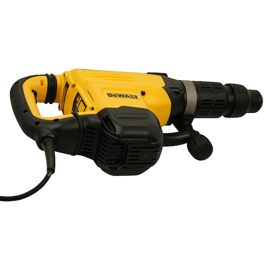 A yellow and black DEWALT electric demolition hammer with a side handle and power cord, model D25893K, designed for heavy-duty construction work.