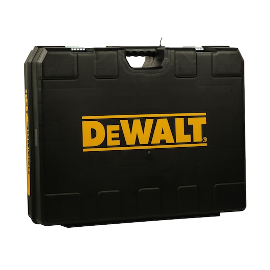 A black hard plastic carrying case with the DEWALT logo printed in yellow on the front.