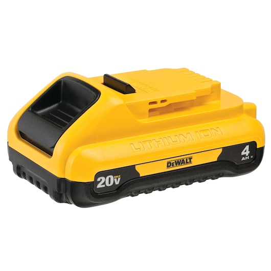 A DEWALT branded 20V lithium ion battery pack, model DCB240, with a yellow and black design and 4 amp hour capacity.