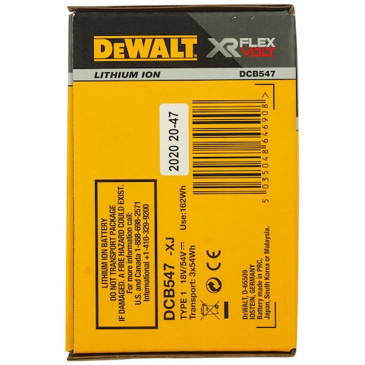 DeWALT DCB547-XJ - XR FLEXVOLT 18V-54V Li-Ion Battery Pack