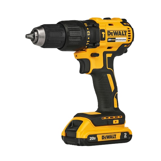 A DEWALT 20V cordless power drill with a brushless motor, featuring yellow and black design, model DCD7781D2.