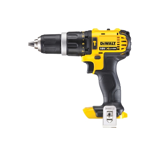 A DEWALT DCD785N cordless drill with a yellow and black design, shown from the side against a white background.