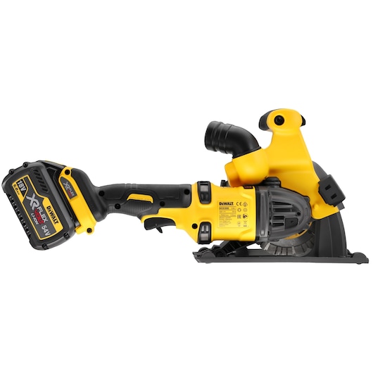 A DEWALT DCG200T2 18V XR cordless wall chaser, featuring a yellow and black design with an ergonomic handle, dust extraction port, and a Fast Lithium-ion battery attached.