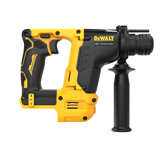 Right-facing side angle view of the DEWALT XTREME(™) 12V MAX Brushless Cordless 9/16 in. SDS PLUS Rotary Hammer (Tool Only)
