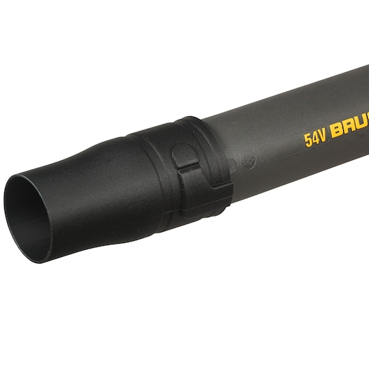 Close-up image of the nozzle and tube of a DEWALT 54V cordless blower.