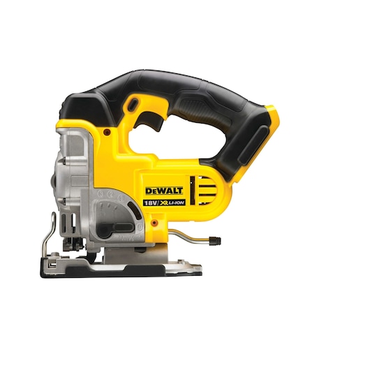 DEWALT 18V cordless jigsaw with ergonomic handle and yellow-black design, model DCS331N.