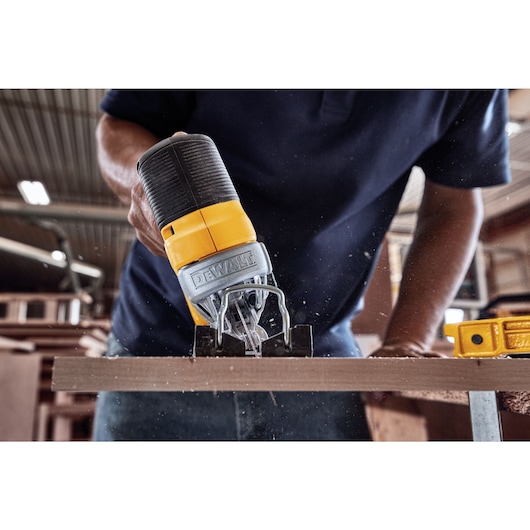 Cordless Jig Saw in action.