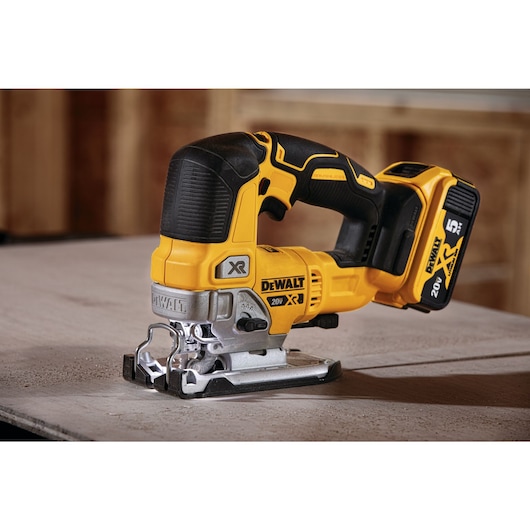 Compact size for easy grip feature of  Cordless Jig Saw.