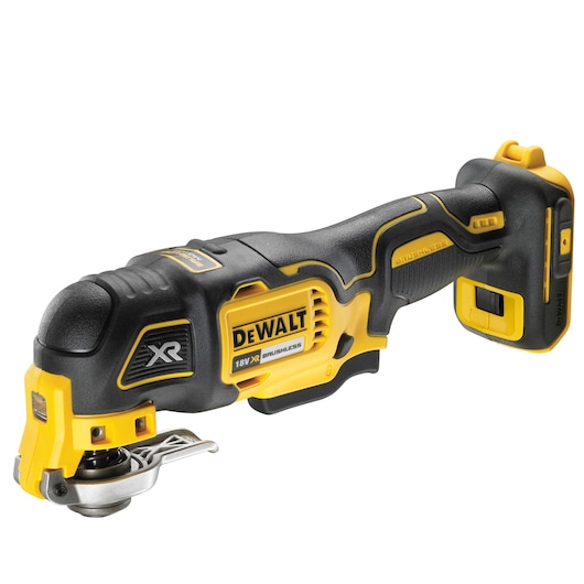 A DEWALT cordless oscillating multi-tool, model DCS356N, featuring a brushless motor and ergonomic black and yellow design.