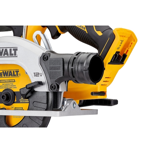 12 volt compatibility feature of xtreme 12 volt 5 and three eighths inch brushless cordless circular saw tool.