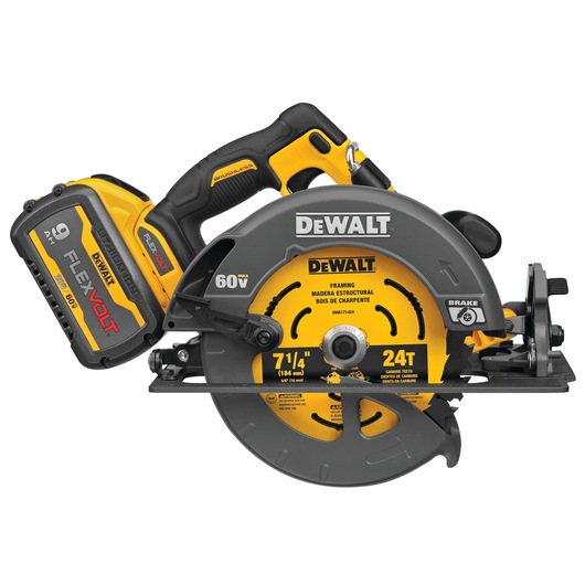 FLEXVOLT brushless cordless circular saw with brake.