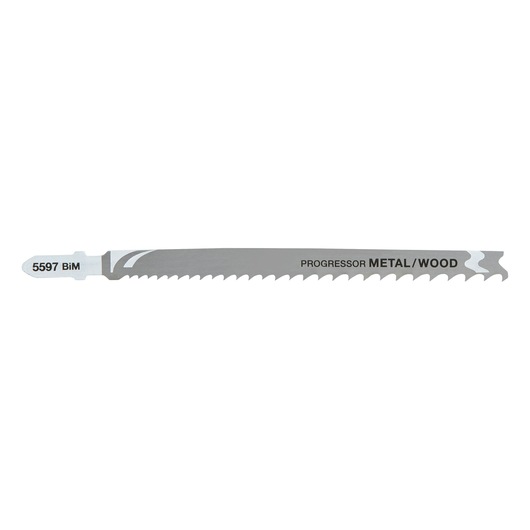 A single DEWALT DT2059 metal and wood progressor jigsaw blade, labeled '5597 BiM' and 'PROGRESSOR METAL/WOOD', shown against a white background.