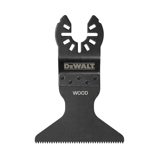 DEWALT DT20705 wood cutting blade for oscillating multitools, black, with sharp teeth and connector.