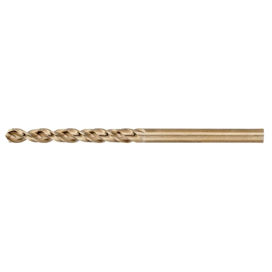 A single gold-colored metal drill bit with a spiral design, shown against a white background.