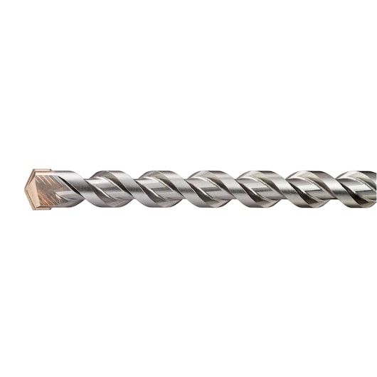 Close-up of a DEWALT DT60207 metal drill bit with spiral fluting and a chisel tip, isolated on white.