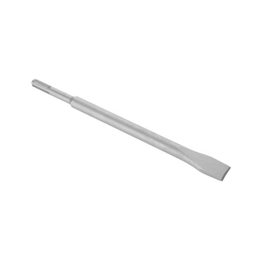 A single flat chisel with a silver metallic finish, featuring an SDS plus shank and flat blade tip, designed for demolition and masonry work.