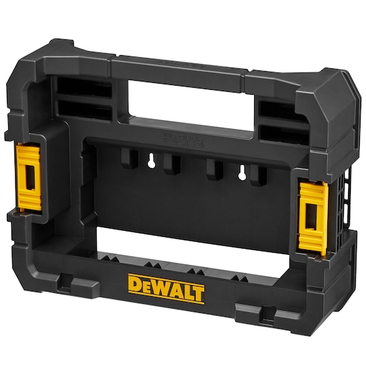 A DEWALT branded black and yellow plastic tool case frame with a handle, intended for organizing and storing tools or accessories.