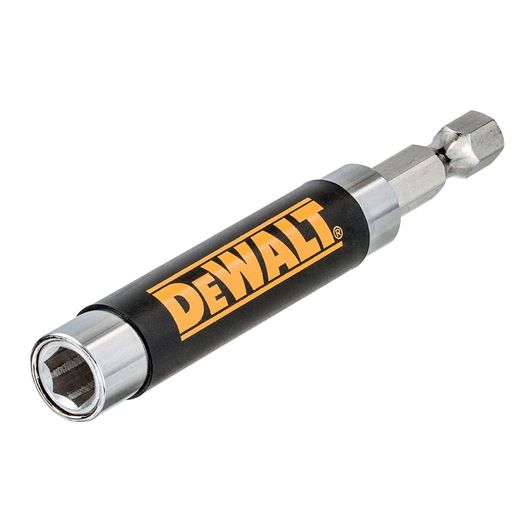 A DEWALT branded hex socket driver bit, used for fastening and loosening hex bolts, with a black and silver finish.