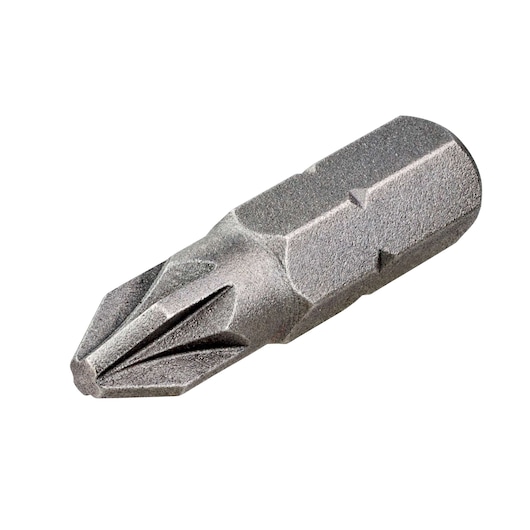 A close-up image of a single DEWALT Phillips screwdriver bit, made of metal, with a hexagonal base and a pointed tip designed for use with power tools.