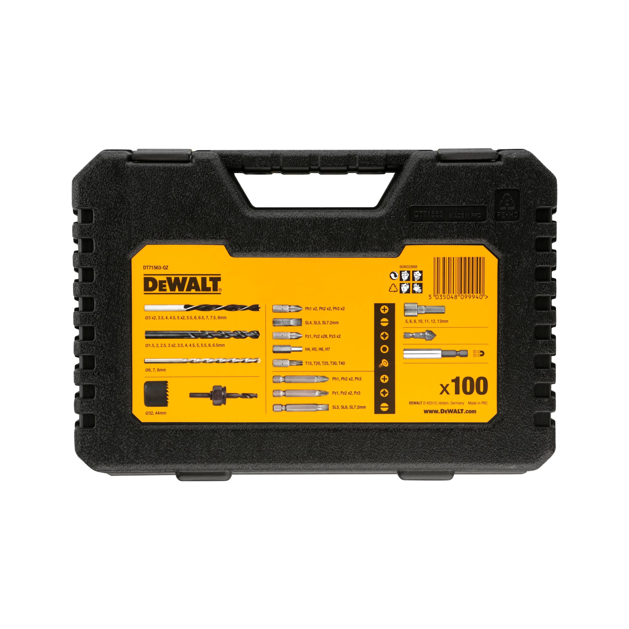 100PC METAL DRILL BIT HSS G SET DEWALT