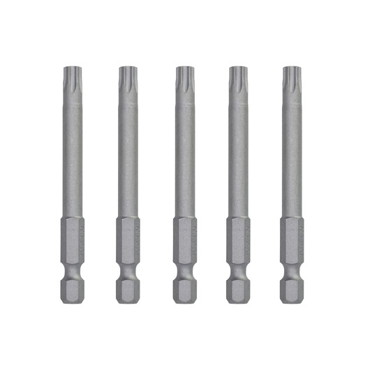 Five DEWALT DT7295 screwdriver bits arranged vertically in a row on a white background.