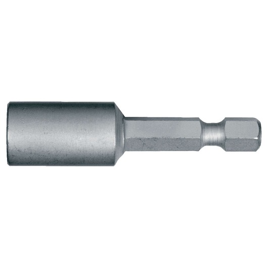 Hexagonal metallic nut driver for power tools, shown against a white background.