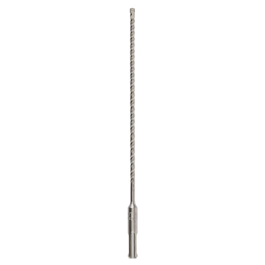 A long, metallic DEWALT SDS-plus masonry drill bit with a spiral design, designed for use with rotary hammer drills.
