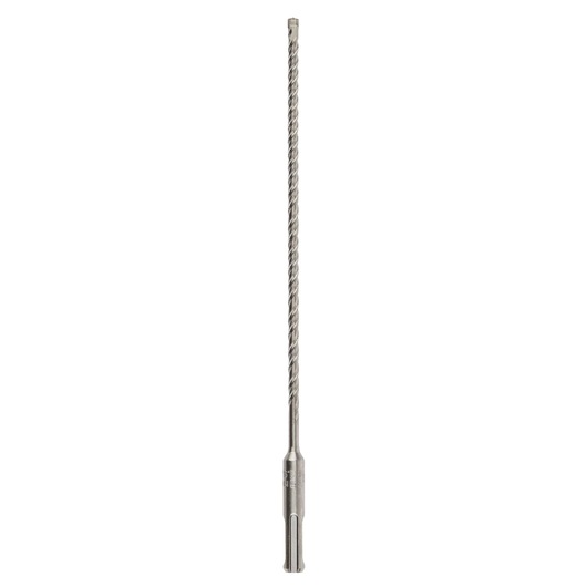 A long, metal SDS-Plus masonry drill bit with a spiral flute, designed for use with rotary hammer drills.
