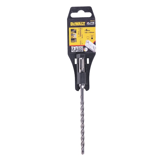 DEWALT Elite Series SDS Plus masonry drill bit, 6mm x 160mm, shown in retail packaging.