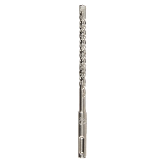 A single DEWALT SDS-plus hammer drill bit, shown vertically on a white background. The drill bit features a spiral flute design and a slotted shank.