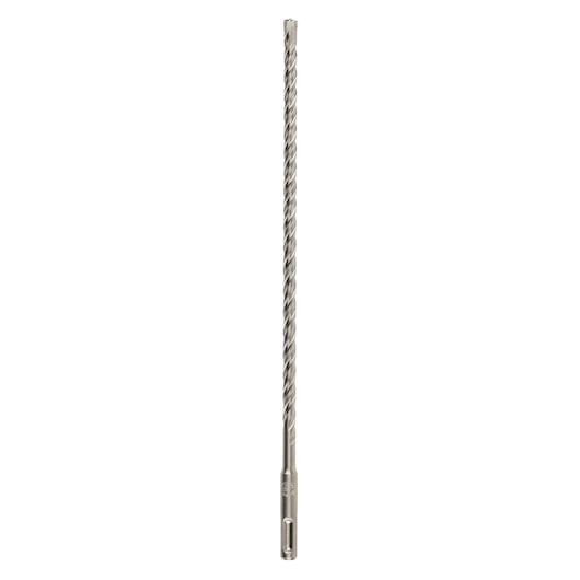 A single long, metallic masonry drill bit with a spiral flute, designed for use with rotary hammer drills. The tip and shank are visible against a white background.