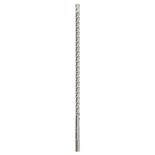 A single long, metallic SDS-Plus masonry drill bit shown vertically on a white background.