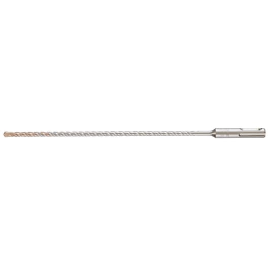 A long metal rotary hammer drill bit with a spiral flute design and an SDS connection shank, typically used for drilling into concrete or masonry.