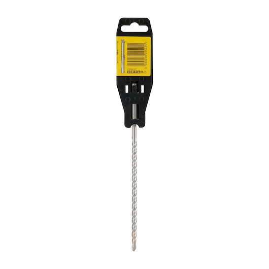 A DEWALT DT9526 masonry drill bit in its retail packaging, with a yellow label, black plastic holder, and the drill bit visible below.