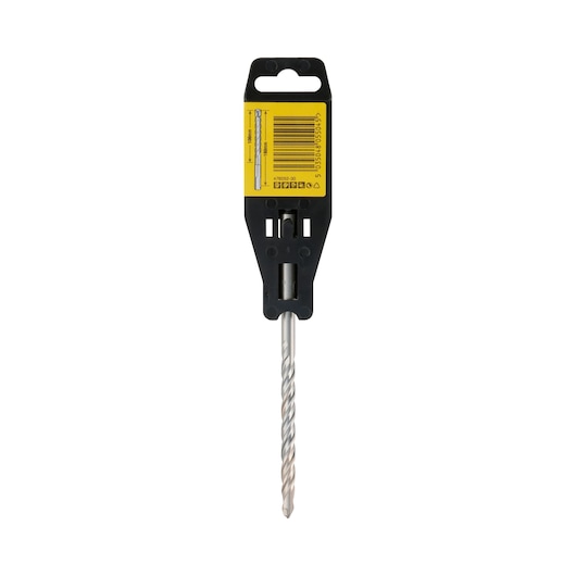 A DEWALT DT9529 masonry drill bit in its original packaging, featuring a yellow and black label with product information. The drill bit has a spiral tip and is designed for use with power tools.