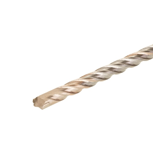 Close-up of a DEWALT DT9531 masonry drill bit with a spiral groove and flat chisel tip, photographed against a white background.