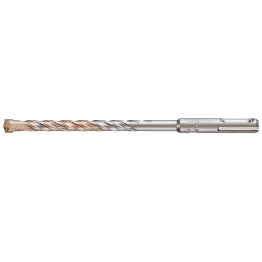 A DEWALT SDS-Plus masonry drill bit with a spiral flute and carbide tip, designed for drilling into concrete, stone, and masonry.