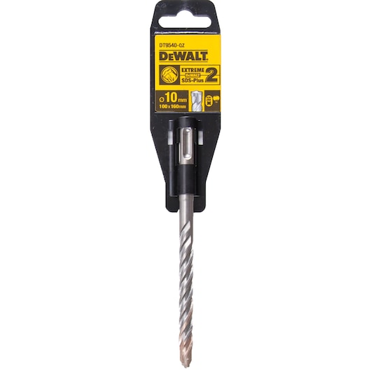A DEWALT DT9540 SDS-Plus Extreme 2 drill bit in its packaging, showing a 10mm diameter and 100 x 160mm size.