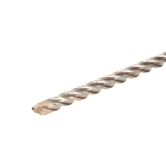 Close-up of a DEWALT DT9545 metal drill bit with a spiral design and flat cutting tip, shown against a white background.