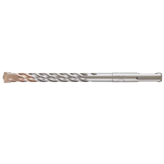 A DEWALT SDS-plus masonry drill bit with a spiral flute design and a carbide tip, used for drilling into concrete, stone, and masonry surfaces.