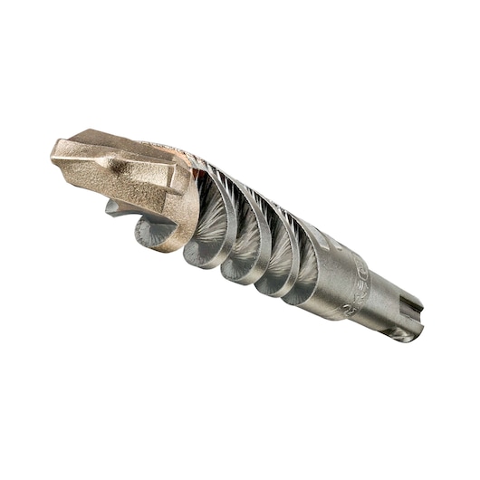 Close-up image of a DEWALT DT9553 metal rotary hammer drill bit with a spiral flute and SDS-Plus shank, designed for masonry and concrete drilling.