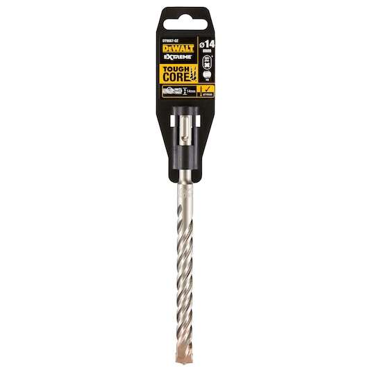 DEWALT DT9567 Extreme ToughCore SDS drill bit, 14mm size, shown in retail packaging.