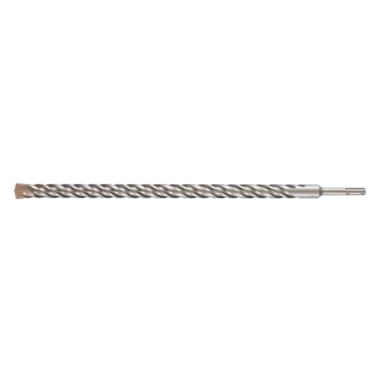 A long, metallic DEWALT SDS drill bit with a spiral flute design, used for drilling in masonry and concrete.