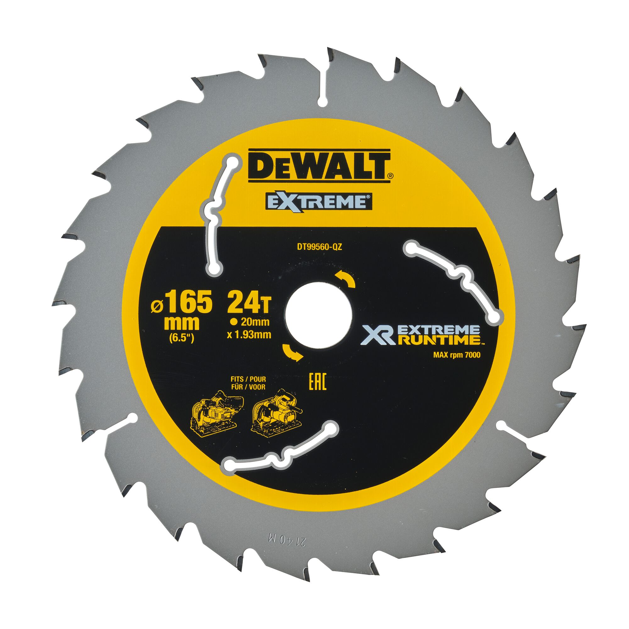 XR EXTREME RUNTIME CIRCULAR SAW BLADE 165MM X 24T 20MM DEWALT