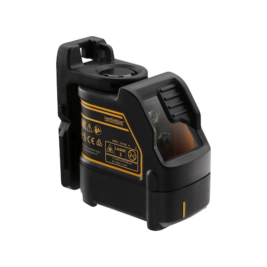 A DEWALT self-leveling cross line laser level with a black and yellow design, model DW088CG, used for precise alignment and measurement in construction and photography.