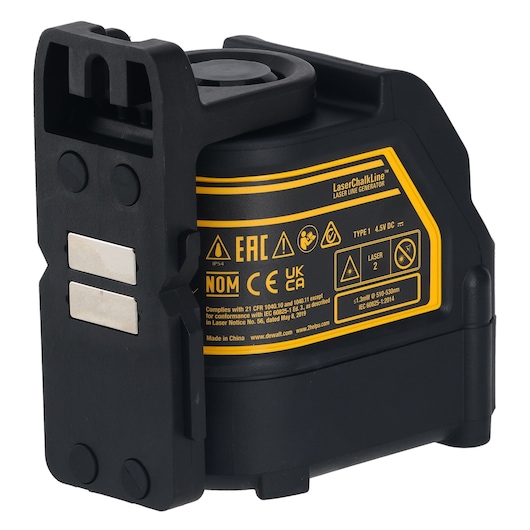 DEWALT DW088CG green cross line laser level, compact with a black and yellow design, used for precise leveling tasks.