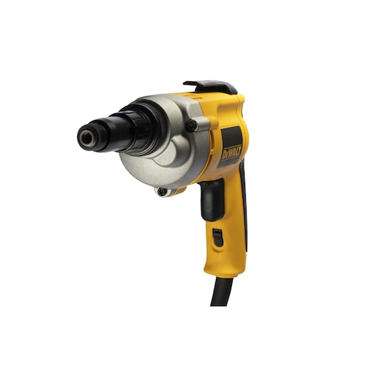 A DEWALT branded electric screwdriver with a yellow and black handle, photographed against a white background.