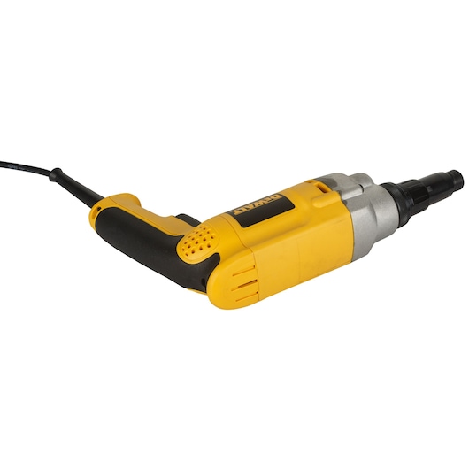 A DEWALT DW269 corded electric screwdriver with a yellow and black handle, designed for professional use in construction and assembly tasks.