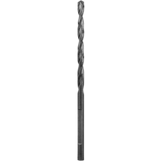 A close-up image of a single metal drill bit with spiral grooves, shown upright against a plain white background.