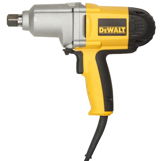 A DEWALT DW294 electric impact wrench with a yellow and black body, featuring a corded design and ergonomic handle.